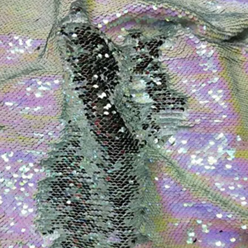 Высокое качество 130*45 см Реверсивный Русалка рыбья чешуя блесток ткань блестящие пайетки ткань для платья/бикини/подушки/одежды