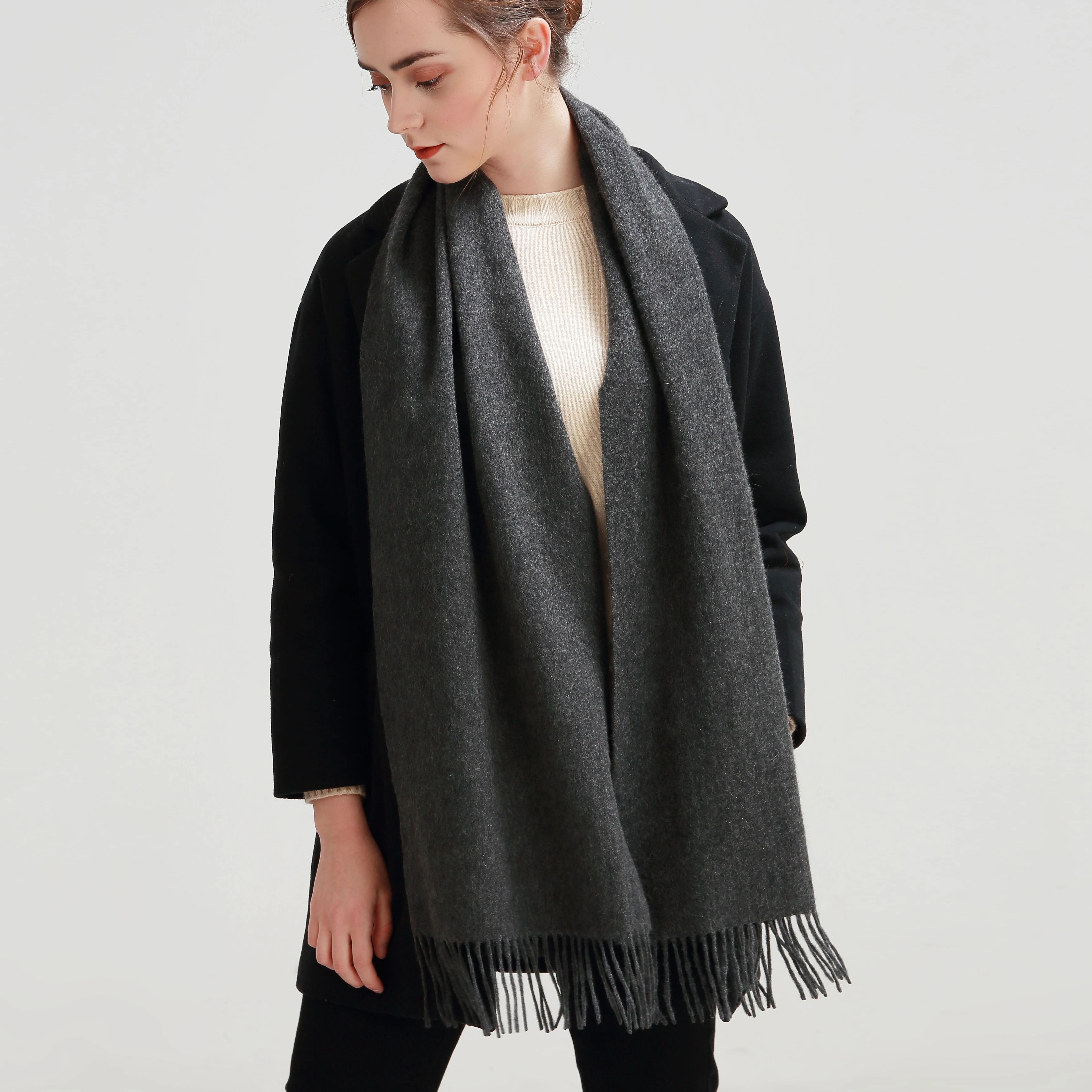 

SUMEIKE High Quality Fashion Designer Brand Solid Color 100% Cashmere Scarf For Women