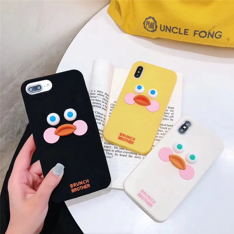 

Cartoon Cute 3D small yellow Duck for 7p 8p XS MAX Phone Case for Iphone X XR XS 6 6s 7 8 Plus Soft Silicone Case Coque