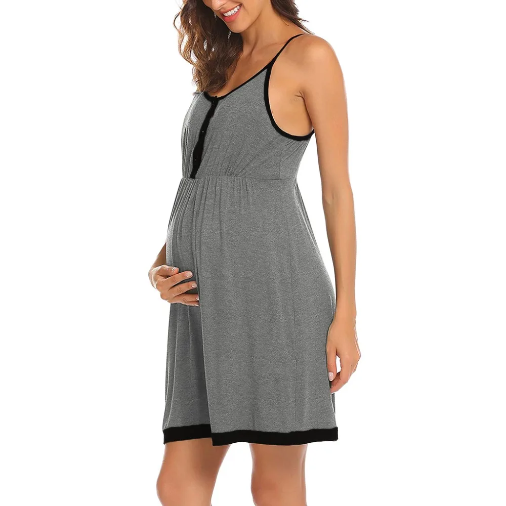 Женское платье для беременных; кормление, ночная рубашка для кормления грудью, полная скользящая Ночная сорочка s-xxl больничное платье для кормления грудью для мам