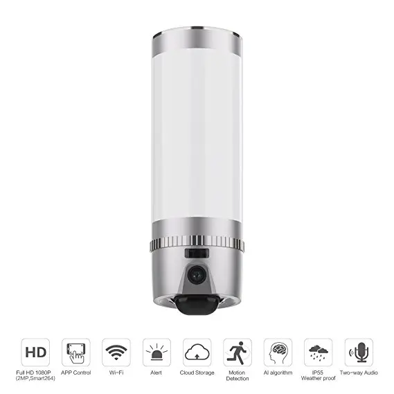 

Wall-Light Security Camera Motion Detected HD Floodlight Security Cam Two-Way Talk Siren Alarm Suspicious Intrusion Detection