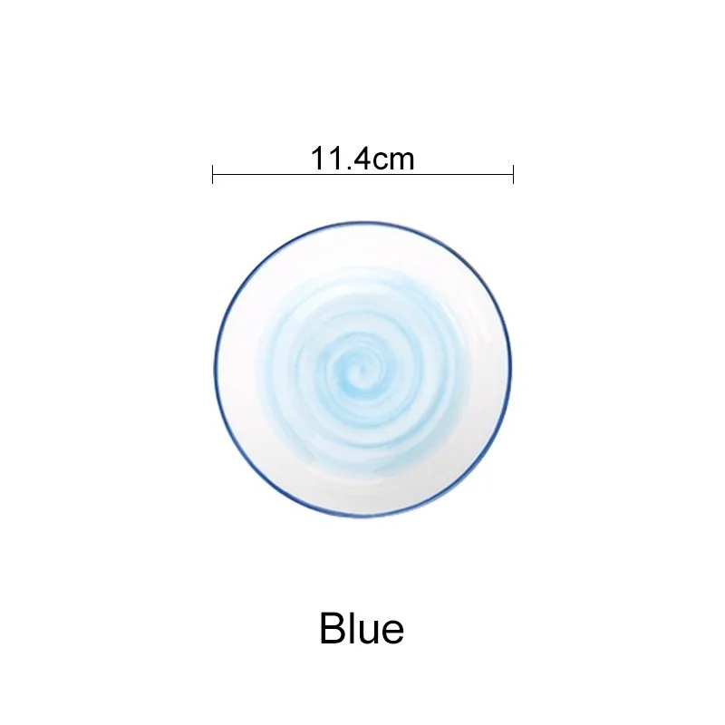 Керамическая миска для супа, посуда, круглые фруктовые тарелки, десертное блюдо, поднос для конфет, простая и креативная Салатница Akuhome - Color: 4.5inchbluedish
