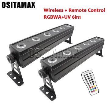 

2PCS Lights 6X12W RGBWA+UV 6in1 Wash Light With IR remote Wireless DMX Moving Head Light DJ/Bar Stage Light