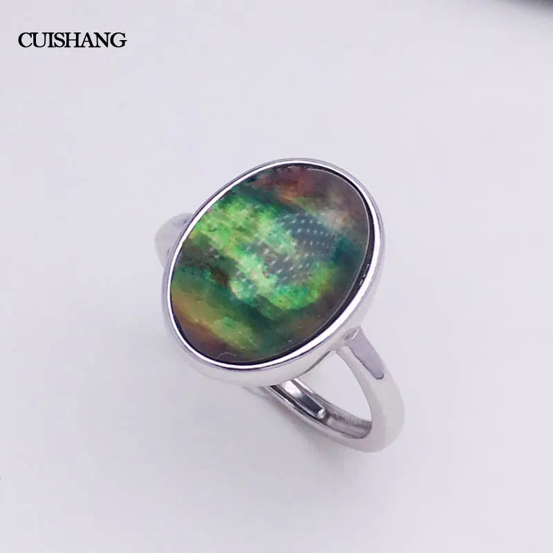 

CSJ Natural Stone Ammonite Fossils Seashell Snail Ring Sterling 925 Silve Ocean Reliquiae Conch Animal Women Fine Jewellery Gift