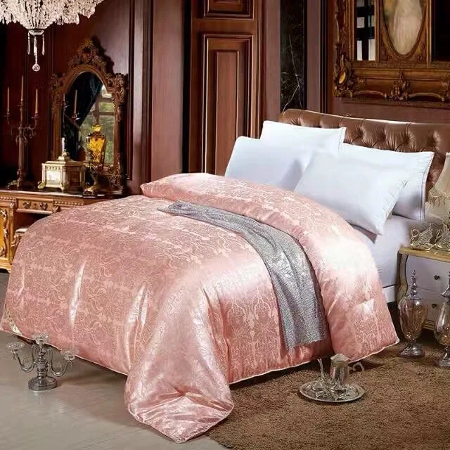 

100% mulberry silk quilt 200x230cm orange_pink__red spring quilt high quality Comforter 2.5kg silk quilt