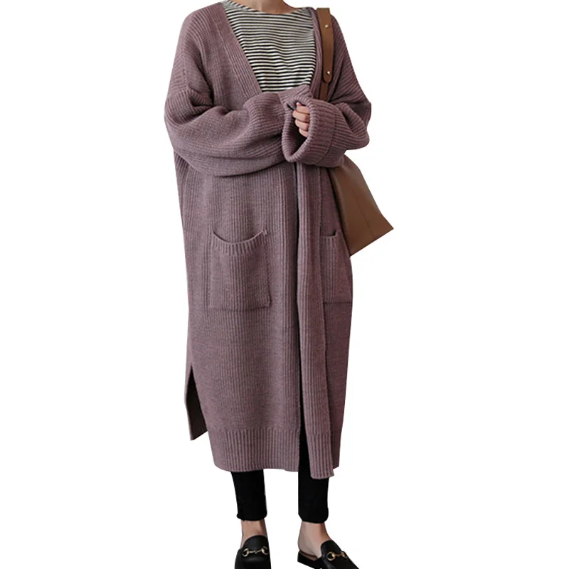 

Korean Long Cardigan Femme Autumn sueteres mujer de moda 2018 Fashion Long Knitwear Women Cardigan Black Cardigan Korean Sweater