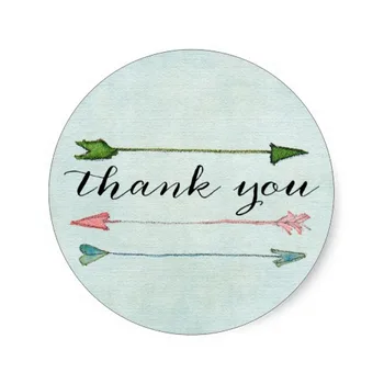 

3.8cm Mint Coral Arrows Calligraphy Thank You Sticker