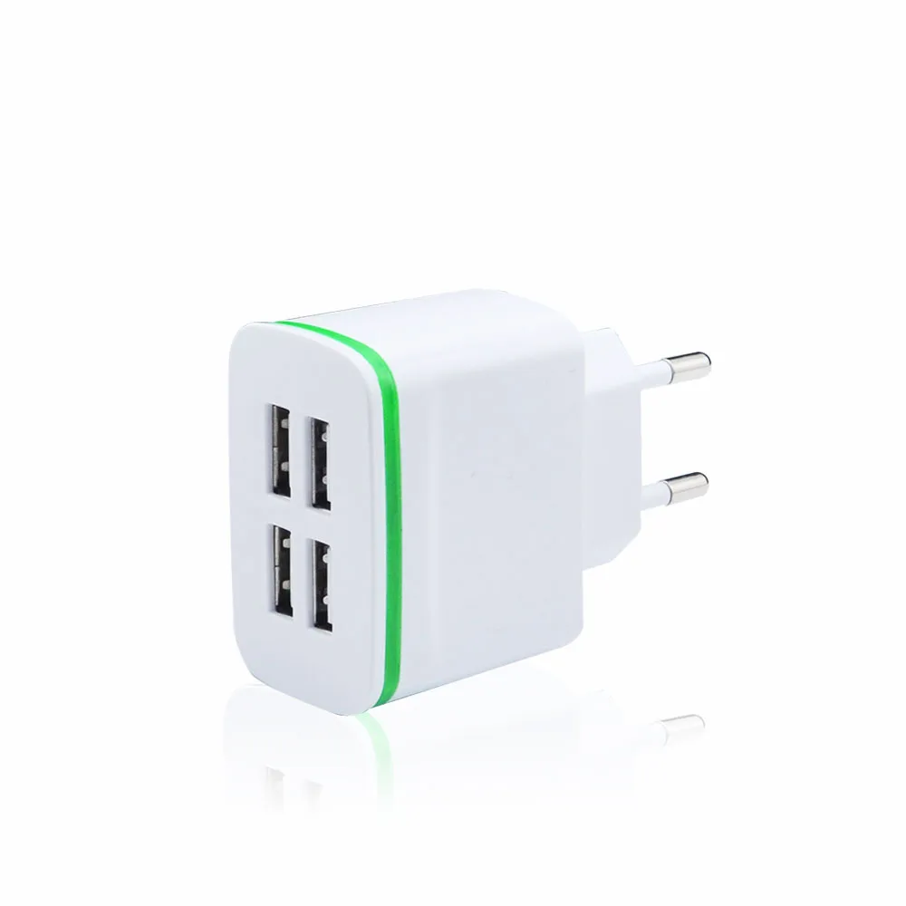 

YUSEE 4 USB Phone Charger EUplug 5V 4A USB Charge Adapter Travel Wall Charger Adapter With LED Light Charging for Mobile Tablet