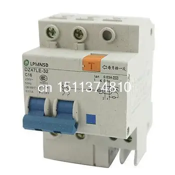 

35mm DIN Rail Mounting On/Off Switch 2-Pole Mini Circuit Breaker AC 230V 16A