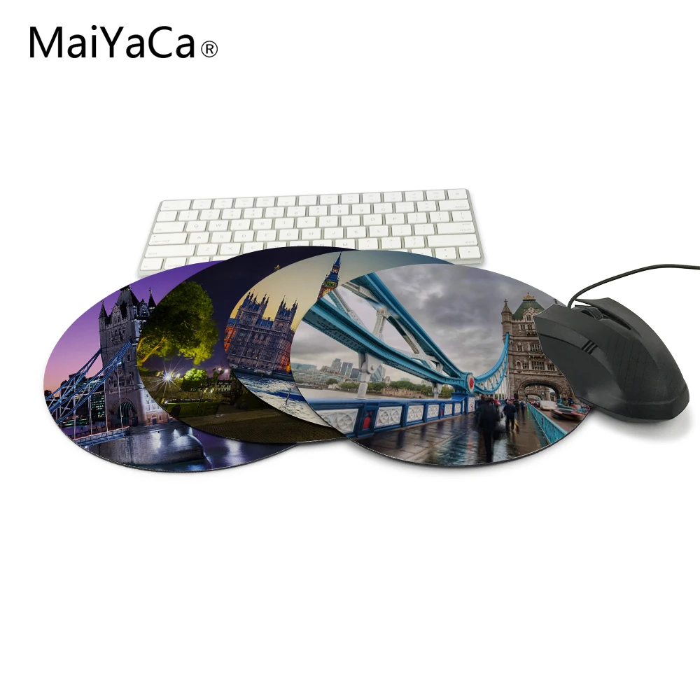 

MaiYaCa London Tower Bridge Gaming Mouse Mat Custom Round Mouse Pad 200mm*200mm
