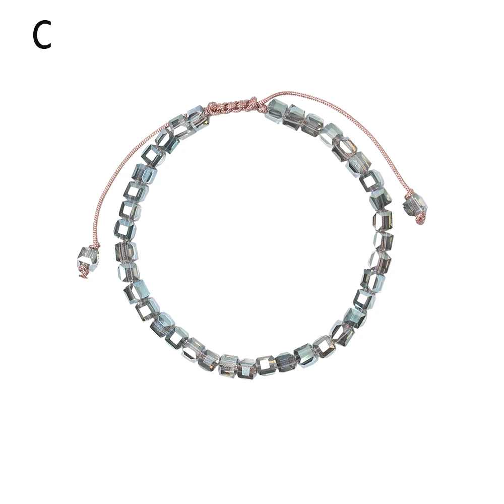 Кристалл простой маленький бисер Браслеты Натуральный Камень Чакра ручной работы из бисера Плетеный браслет для женщин девушек регулируемые ювелирные изделия - Окраска металла: C
