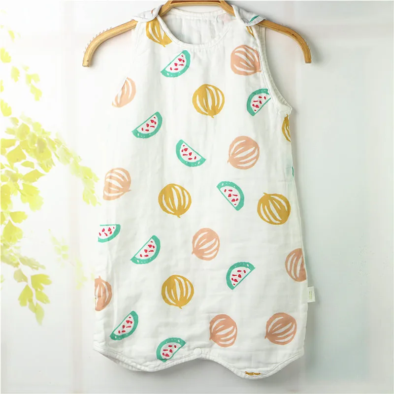 Спальный мешок для малышей, 4 слоя, муслин, хлопок, От 0 до 6 лет, без рукавов, для маленьких девочек и мальчиков, одеяло, спальные принадлежности для детей - Цвет: Watermelon