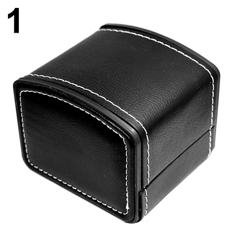 

Faux Leather Square Jewelry Watch Case Display Gift Box with Pillow Cushion