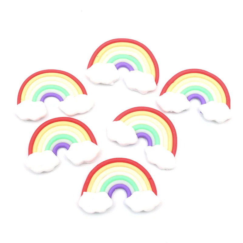 

LF 10Pcs Clay Rainbow 28x13mm Decoration Crafts Flatback Cabochon Embellishments For Scrapbooking Diy Kawaii Accessories
