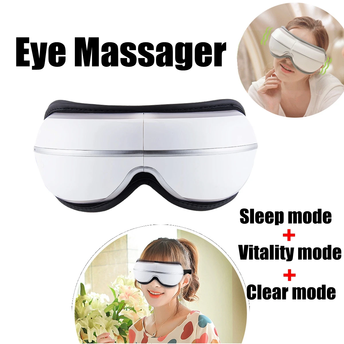 Portable 3D Electric Eye Care Relax Massager Vibration Heating Air Pressure Stress Relief