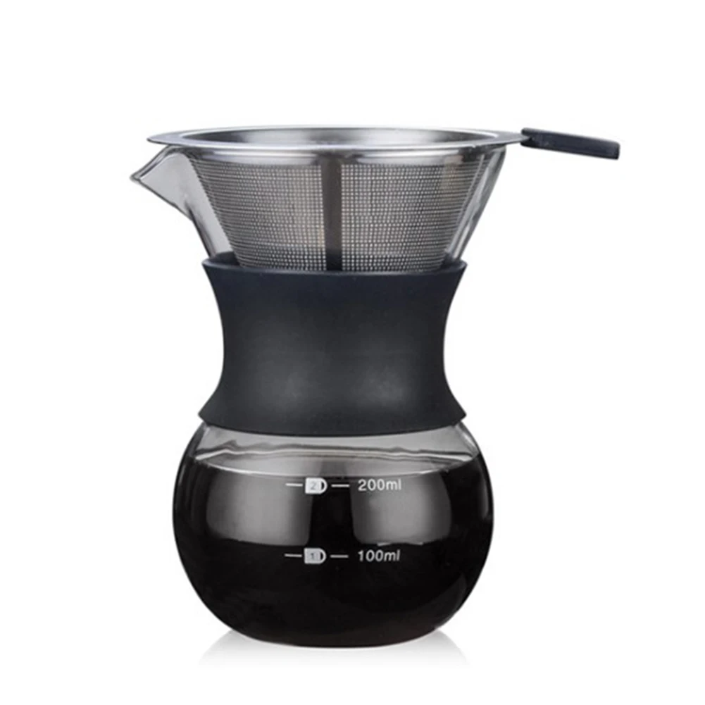 Высокая температура термостойкий Стекло Кофе горшок эспрессо Кофе машина с Нержавеющая сталь фильтр-воронка Кофе чайник - Цвет: 200ml