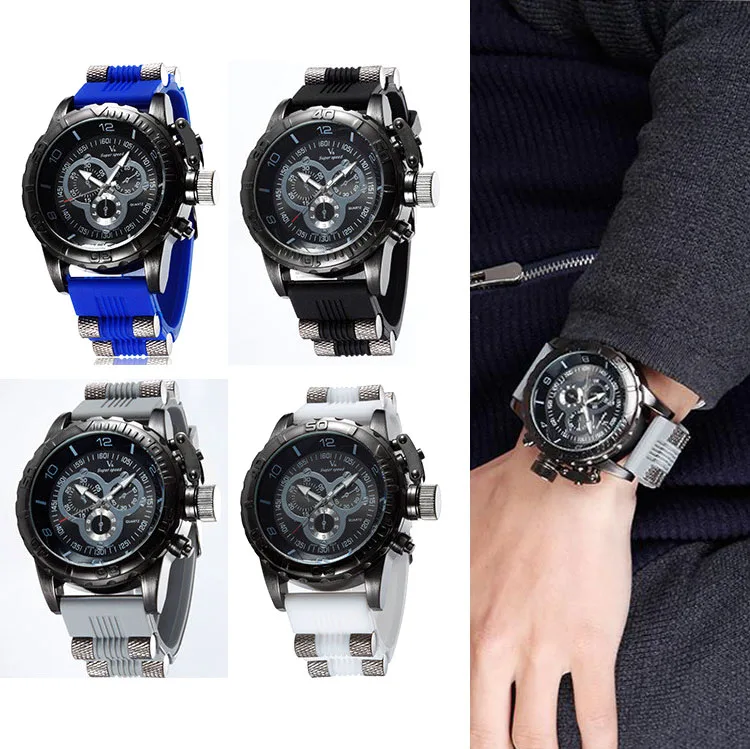 

Hot Creative Fashion Silicone Men's Watch Leisure Sport Wrist Watch Wristwatch 4 Colors Sale LXH