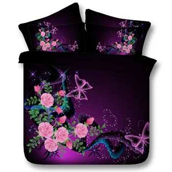 

Butterfly rose Digital print Bedding Set Quilt Cover Design Bed Set Bohemian a Mini Van Bedclothes 3pcs JF190