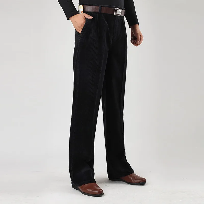 Winter Men's Thick Corduroy Casual pants Men's Cotton Corduroy Double Pleated High waist Loose Thick trousers Size 30-42 44 46