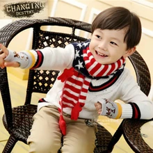 3 цвета, зимние шарфы, детский жаккардовый шарф в полоску с пентаграммой, вязаный теплый шарф для детей 3-7 лет