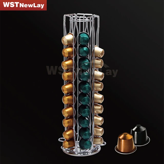 Best Price 60 Capsules  Nespresso Coffee Pod Holder Revolving Rotating  Tower Rotate Stand Storage Rack  Suit For  Nespresso