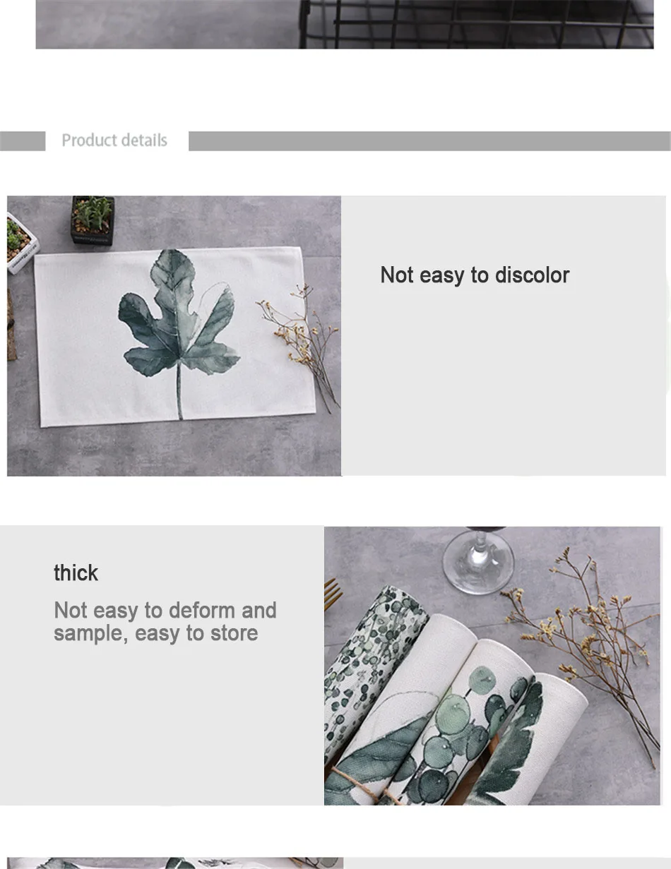 Креативная тканевая льняная салфетка с растительным принтом, коврик для обеденного стола с теплоизоляцией, Нескользящие подстилки, подстилки, украшение дома, 1 шт
