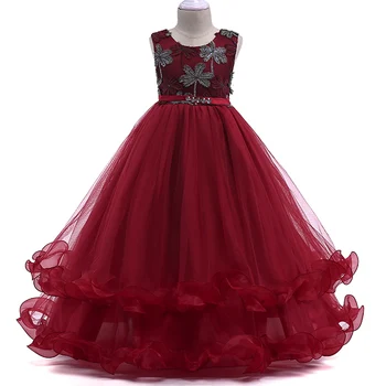 

Baby Girl Princess Dresses Summer Children Flower Bowknot Birthday Wedding Gown Tulle Dress M09