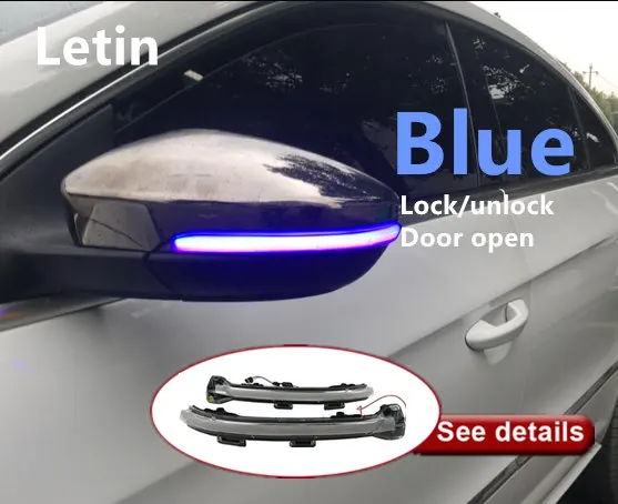 

Upgrade to BLUE/WHITE!! Side Mirror indicator dynamic blinker scroll LED Turn Signal Light For VW Golf 7 MK7 7.5 GTI R Sportsvan
