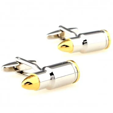 

Silver Gold Bullet Cufflink Cuff Link 2 Pairs Free Shipping Promotion