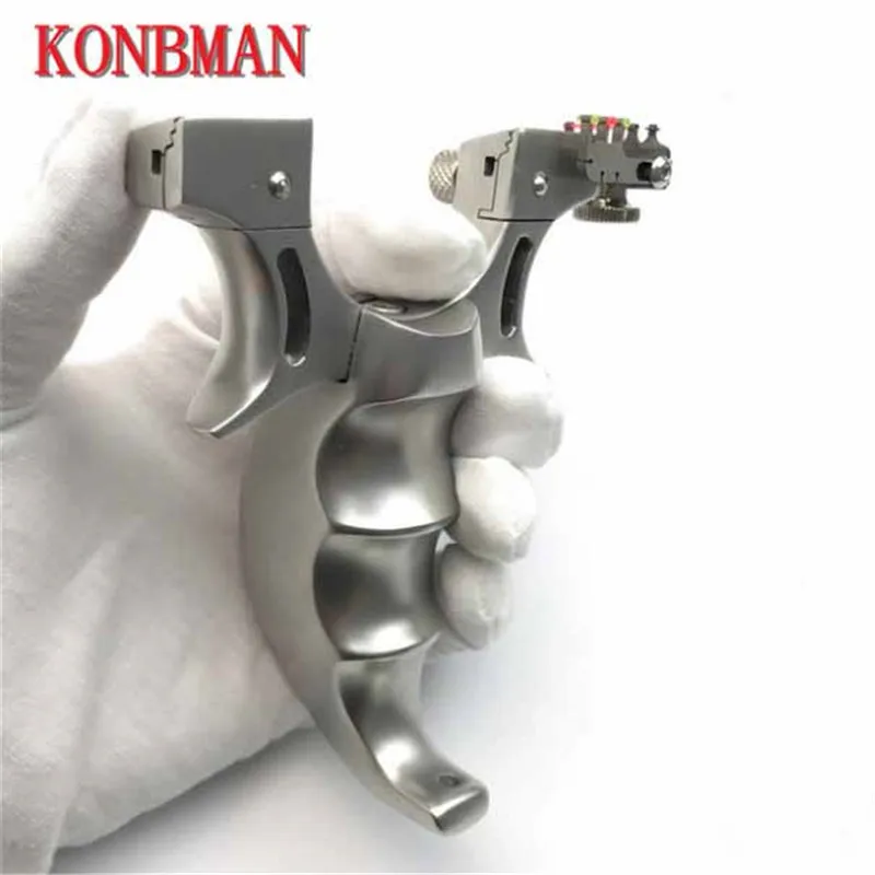

Stainless steel Slingshot For Hunting Catapult Flat rubber Band Outdoor Shooting Powerful Handheld Bow New 2018