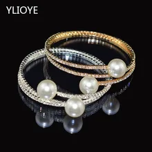Модная повязка на головку с имитацией жемчуга с «Хрустальной» браслет женские золотой и серебряный браслет 1/2 ряда стразы жемчужный браслет, браслеты, подарок
