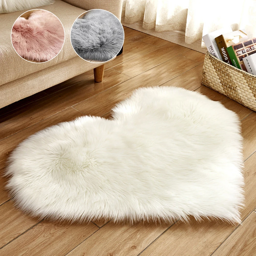 Heart Shaped Faux Fur Rugs And Carpets For Home Living Room Bedroom