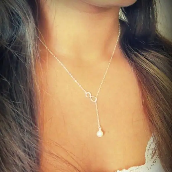 

Imitation Pearl of Infinite Hope for the Philippines Silver color Lariat Necklace for women