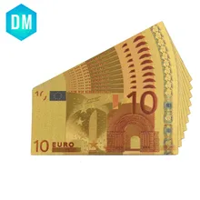 10 шт красочные позолоченные евро 10 золотые банкноты хорошее произведение искусства подарочная бумага деньги подарки
