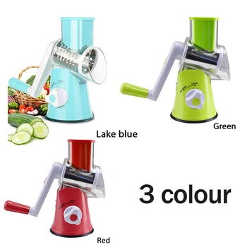

Vegetable Cutter Round Slicer Potato Carrot Grater Slicer with 3 Stainless Steel Chopper Blades Kitchen Tool