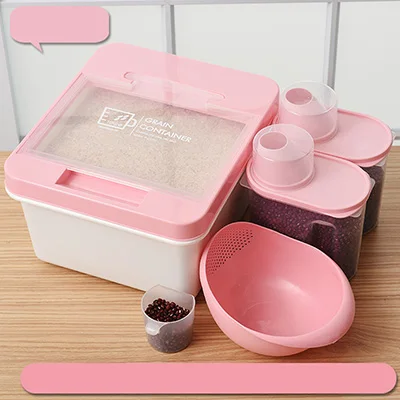 Кухонные коробки для хранения риса Органайзер контейнер для домашнего хранения полипропиленовые ящики для хранения фасоль рис организации BPA бесплатно - Цвет: 1 set as picture