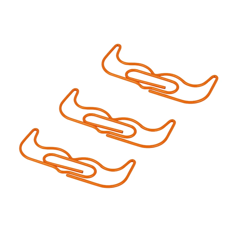 

orange Colored Moustache Cartoon Paper Clip design yellow Clip Bookmark Shool Stationary Office Clip Paperclips Metal paperclip