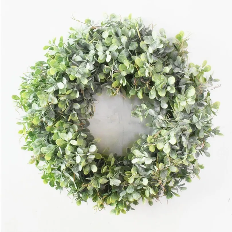 

Artificial Green Grass Wreath Simulation Greenery Plastic Grass Wreath for wedding Door Decoration