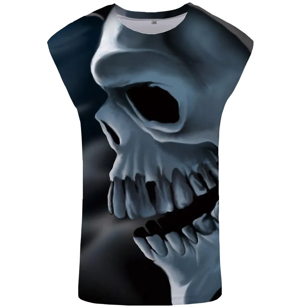 

3D Skull Tank Top Men 3D Singlet Rock Ftness Clothing Punk Tanktop Gothic Vest Stringer Sleeveless Shirt 2019 Funny Printed
