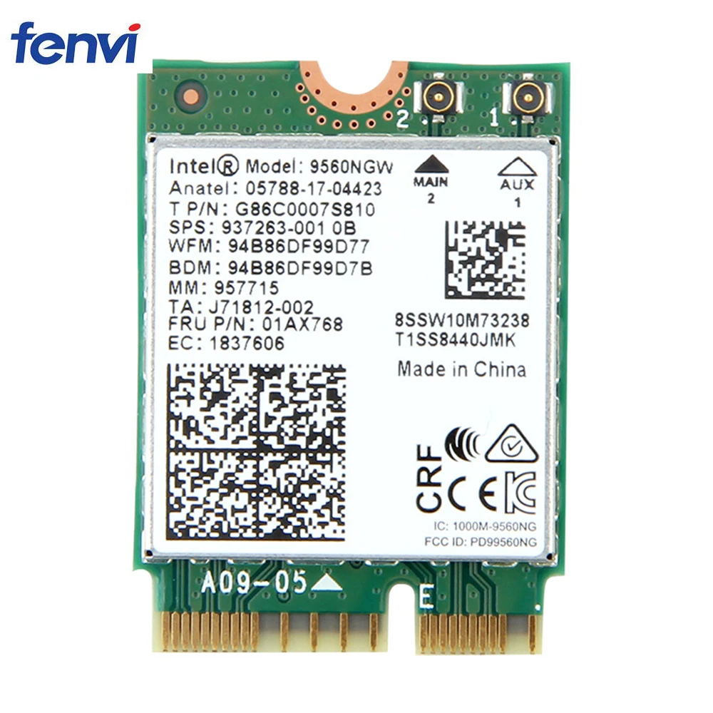 Online Dual Band 1.73Gbps Senza Fili Per Intel AC 9560 9560NGW NGFF Chiave E Wifi Carta di 9560AC 8020.11ac Bluetooth 5.0 Del Computer Portatile per Finestre 10