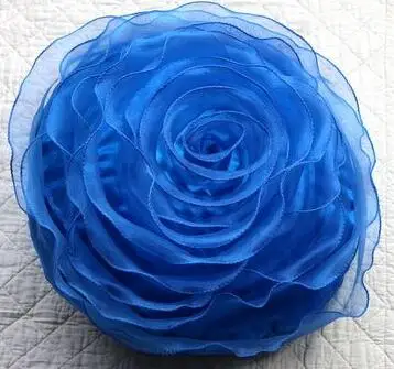 Атласная Подушка с вышивкой розы, подарки для влюбленных, украшение для дома, свадьбы, Цветочная подушка, ручная Подушка - Цвет: crystal blue