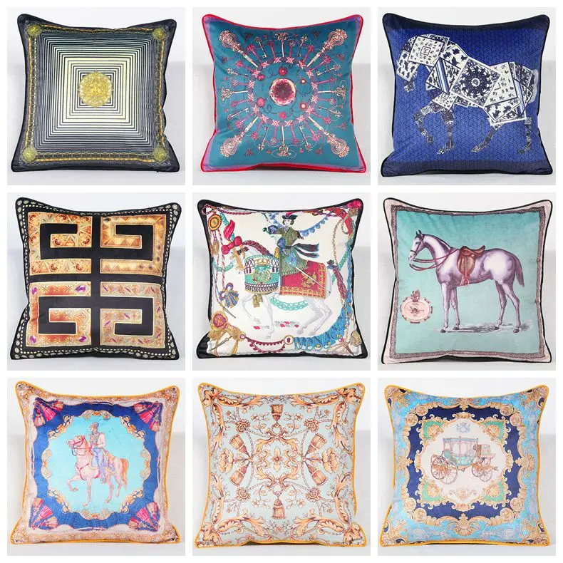 

luxury velvet cushion cover euro pillow cover horse cojines floral geometric sofa throw pillow case almofada