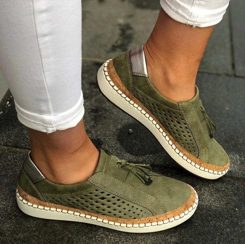 

Spring Slip On Sneakers Shallow Loafers Women Vulcanized Shoes Breathable Hollow Out Female Casual Flats Ladies Comfortable 2019