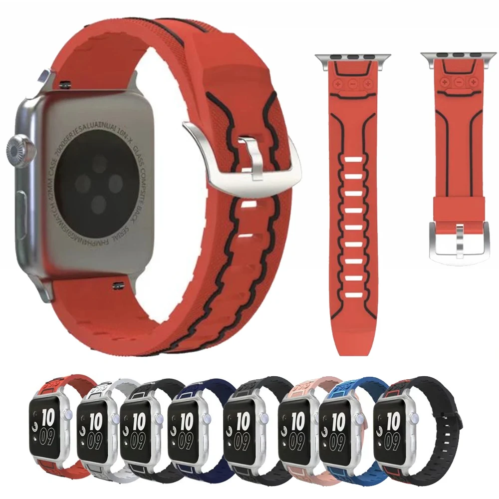 

Sport Soft Silicone Band for Apple Watch Replacement Band Strap with Quick Release Buckle for iWatch Series 4 3 2 1,38/42mm 44mm