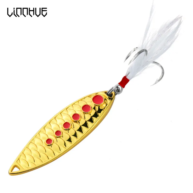 

LINNHUE 1PCS Fishing Lure Leech 3.4-6.7cm 3g 5g 7g 10g 15g 20g Zinc Alloy Spool Lure Sequins Hard Bait Sea Lake Lure Treble Hook