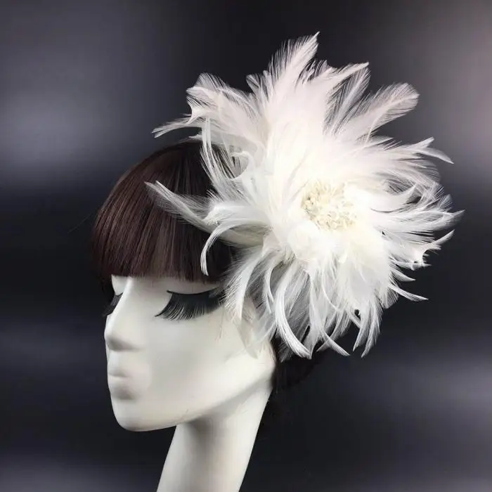 Свадебная повязка на голову с перьями, заколка, аксессуары для волос с цветком для свадьбы, сцены, банкета