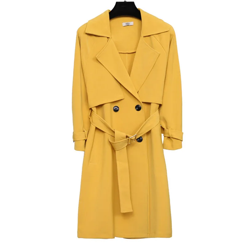 

Women's Windbreaker Jacket Fashion New Plus Size Loose Solid Color Coat Spring Korean Casual Long Suit Collar Windbreaker A159