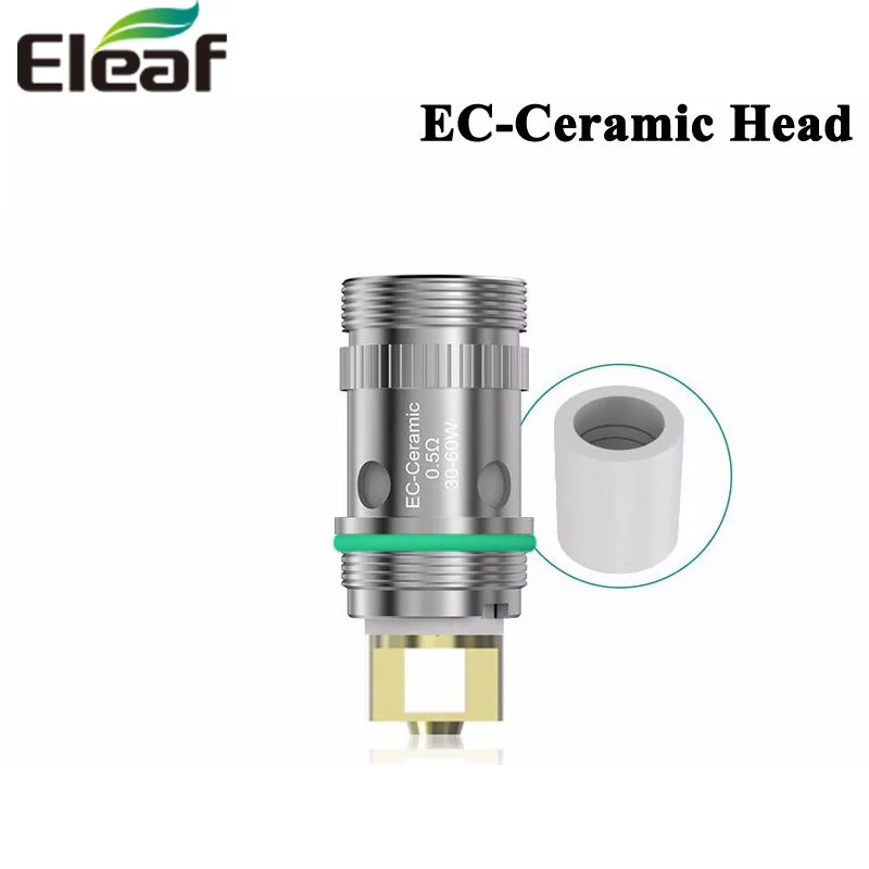 

5pcs/Lot Eleaf EC-Ceramic Head EC Ceramic Coil SS316L 0.5ohm Fit for Ijust 2, ijust2 mini Tank / Melo III / Melo 2 Atomizer