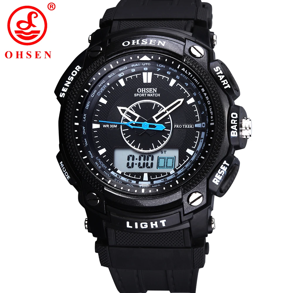 

OHSEN Relogio Digital Watch Men Military Alarm Date Display Water Resistant Rubber Band Wristwatch Quartz Watch Men Sport Watch