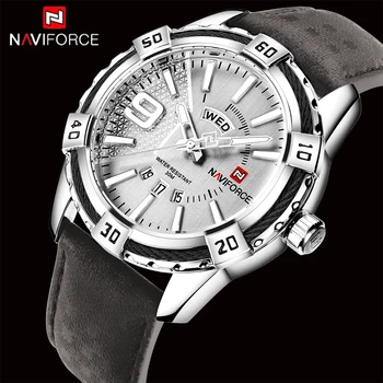 NAVIFORCE Top Luxury Brand Men's Watch Leather Strap Business Quartz Watches Men Date Waterproof Wrist watch relogio masculino men sport watches naviforce luxury top brand quartz watches for men waterproof auto date leather wristwatches relogio masculino